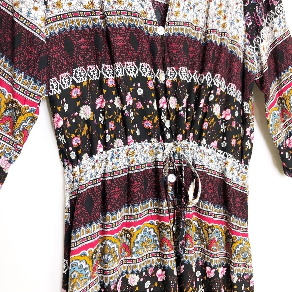 Bohemian Multicolored, Button-Down Maxi Dress - image 3